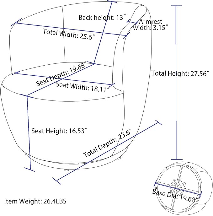 360° White Teddy Swivel Accent Chair for Living Room Small Round Swivel Chairs with Metal Base for BedroomBarrel Chairs for Bedroom Corner Or Small Spaces Cozy (Ivory)