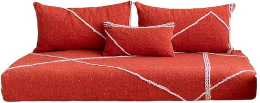 arabicsofa Moroccan Style Colorful Floor Couches – Handmade Modular Floor Cushions (Orange 31 6 ft Floor Sofa)