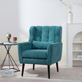 Modern Accent ChairChenille Arm Chairs for Living RoomUpholstered Mordern ArmchairComfy Soft Padded Lounge Chair in Small Space Bedroom w/Pillow Solid Wood Leg (Teal + Chenille)