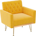 Yellow Accent Chair for Living RoomBedroom | Mid Century Modern Velvet Armchair with Leg and Tufted BackComfy Small Single Reading Chair (Yellow)