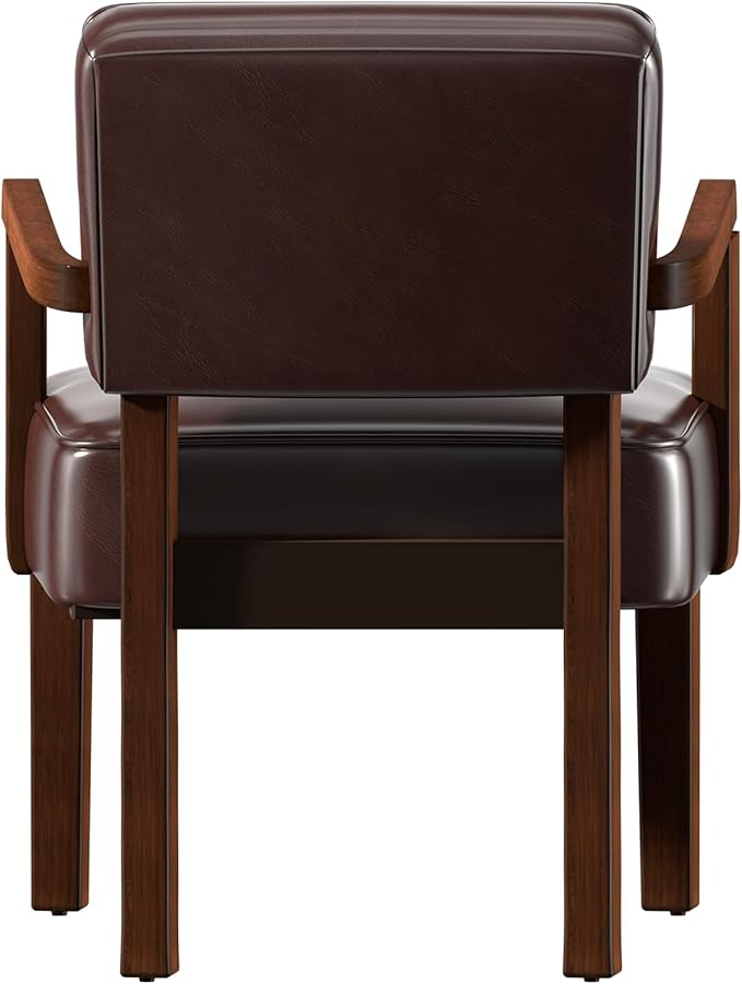 Accent Chair PU Leather Living Room Chairs Oversized with Soft Seat and Armrests Armchair for Bedroom Dinning Reading Waiting Rooms (Leather Cherry)