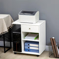 Mobile Printer Stand with Drawer Adjustable Shelf and CPU Holder Rolling File Cabinet Cart on Lockable Wheels for Office Home or Study Room Compact Wide Storage Organizer