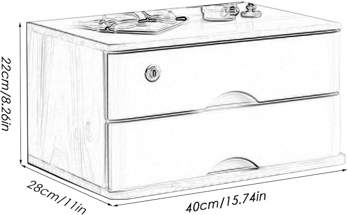Flat File Cabinet Storage - Solid Wood Storage Box Desk Organizers With Lock Office &amp Home*School Desk Drawers Organizer And Accessories Locking Filing Cabinet 1/2/3/4 Drawers (B 2 Drawer)