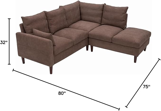 Panana 5 Seater Corner Sofa L Shaped Couch Upholstered Sectional Setee wth Built-in USB Charging Port Chaise (Brown Linen 5 Seater Corner Sofa with Built-in USB Port Chaise)