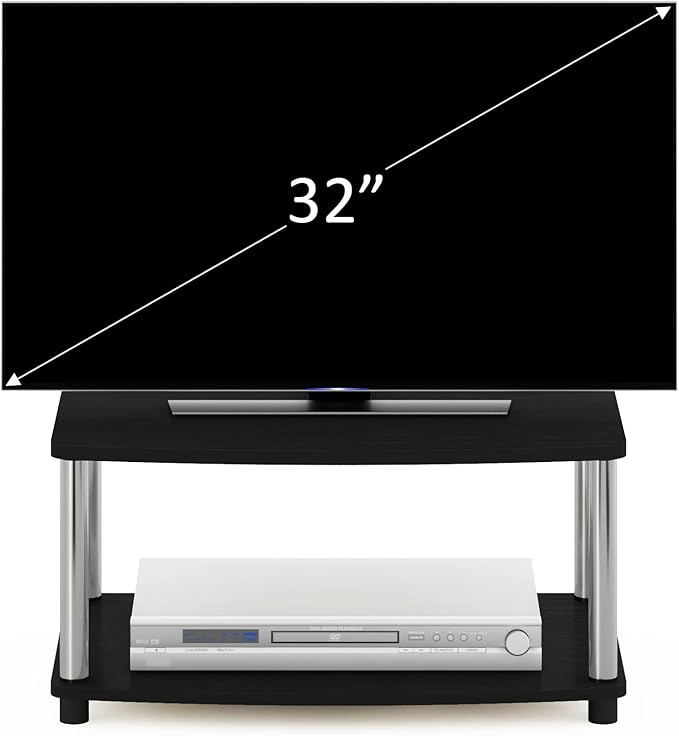 Furinno Turn-N-Tube No Tools 2-Tier Elevated TV Stand Stainless Steel Tubes Americano/Chrome 13191AMSS