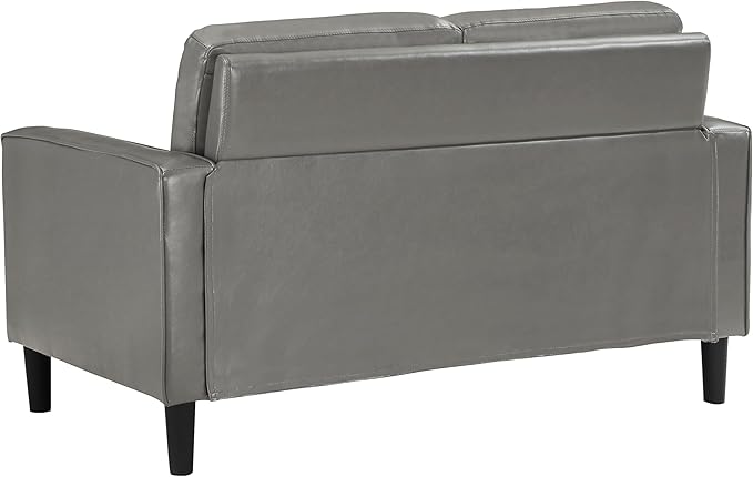 Coaster Home Furnishings - Ruth - Faux Leather - Upholstered Loveseat with Track Arms Foam-Filled Cushions and Straight Tapered Legs - Living Room - Gray - 508366