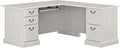 Bush Home Saratoga L Shaped Computer Desk with Drawers and Storage in Linen White Oak | Large Corner Office Table for Workspace
