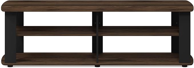 Furinno NELLY TV Stand 3-Tier Entertainment Center with Open Shelves Storage TV Console for TV up to 50 Inch Soft Edges for Living Room Bedroom Columbia Walnut