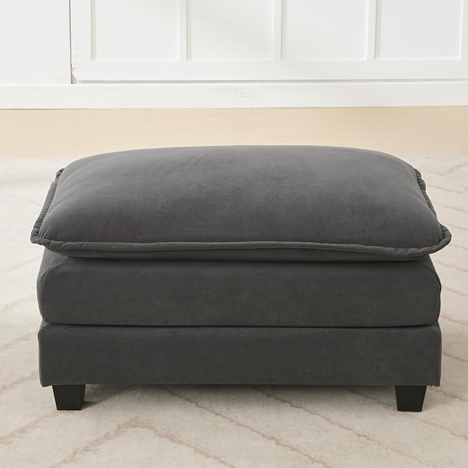 Modular Ottoman for Sectional Sofa Corner Couch Upholstered Cloud Ottoman for Living Room One Box (Dark Grey)