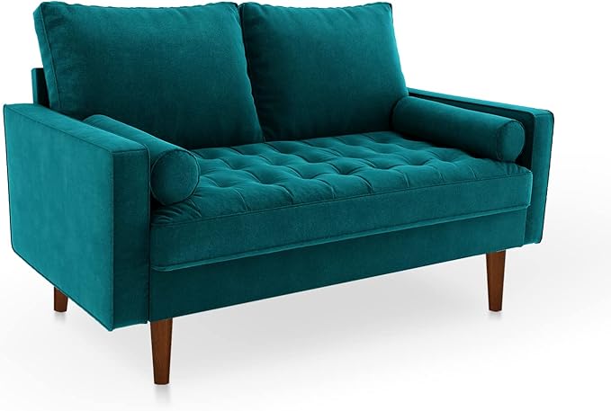 SILKIR Velvet Loveseat Sofa Love Seats Furniture for Small Spaces Mid-Century Modern Loveseats for Living Room Love Seat Couch 58 Inches Teal Blue