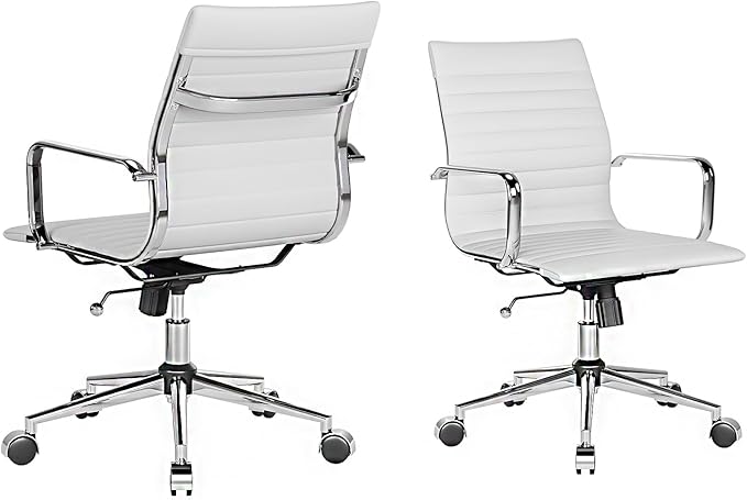 White Office Chair Ergonomic Swivel Desk Chair with Armrests Comfortable Heavy-Duty Chair for Office or Conference Table White 22.83in Seat（1pc）