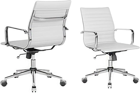 White Office Chair Ergonomic Swivel Desk Chair with Armrests Comfortable Heavy-Duty Chair for Office or Conference Table White 22.83in Seat（1pc）