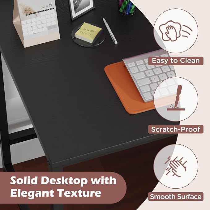 FDW L-Shaped Gaming Desk 39 Inch Computer Desk Corner Desks with Reversible Side Storage Shelves Study Desk Metal Frame PC Work Table for Home Office Dorm Sturdy Writing Workstation Black