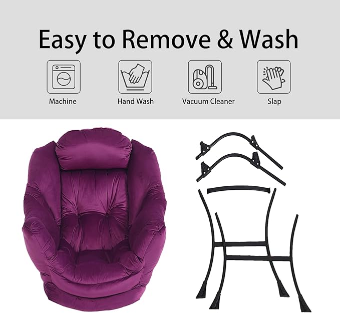 LITA Lazy Chair with Ottoman Modern Accent Leisure Upholstered Sofa Chair Contemporary Lounge Reading Chairs with Armrests and a Side Pocket for Living Room Bedroom &amp Small Space