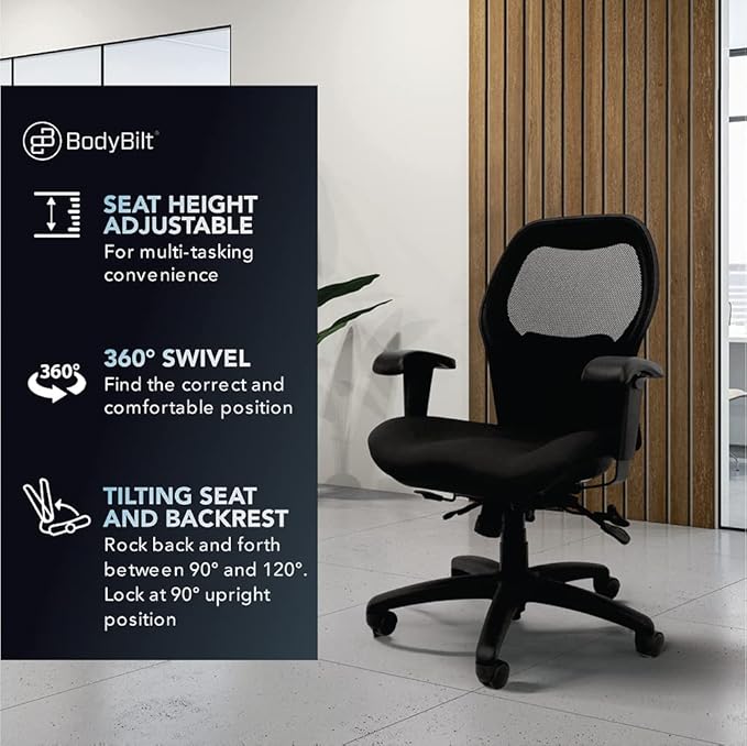 Seating Sola LT Ergonomic Office Chair | Comfortable Mid Back Computer Chair | Back Support Office Chair | Ultra-Soft | Ergonomic Lumbar Support Chair | Swivel Computer Task Chair