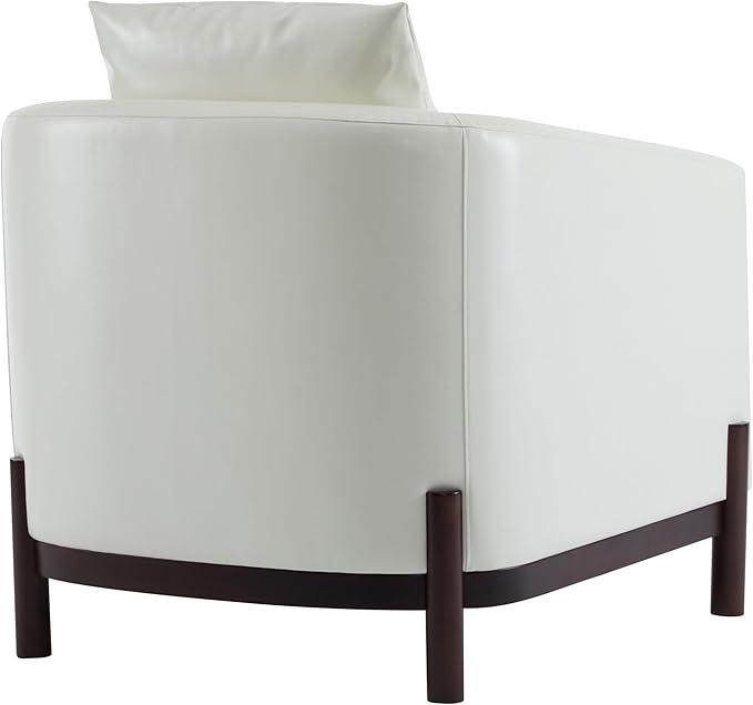 Christopher Knight Home Upholstered Club Chair Comft Accent Chair Soft Armchair Reading Single Sofa with Wood Legs Barrel Lounge Chair for Living Room Bedroom Home Rest 33.5 x33.5x31.5 White