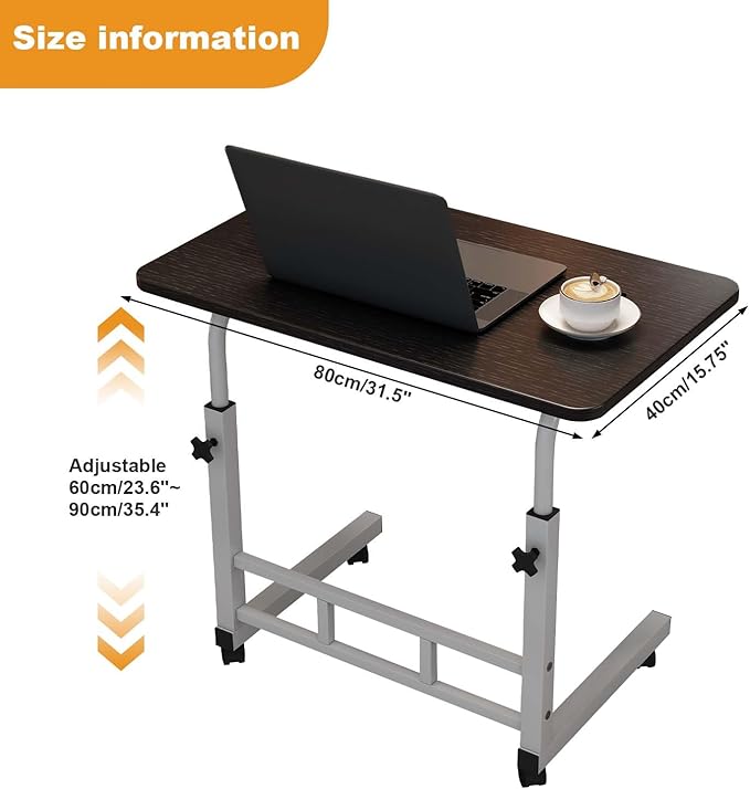 Garvee Standing Desk Adjustable Height Small Standing Desk with Wheels Mobile Portable Rolling Laptop PC Table Adjustable Height Computer Workstation for Home Office Study Bedroom Black