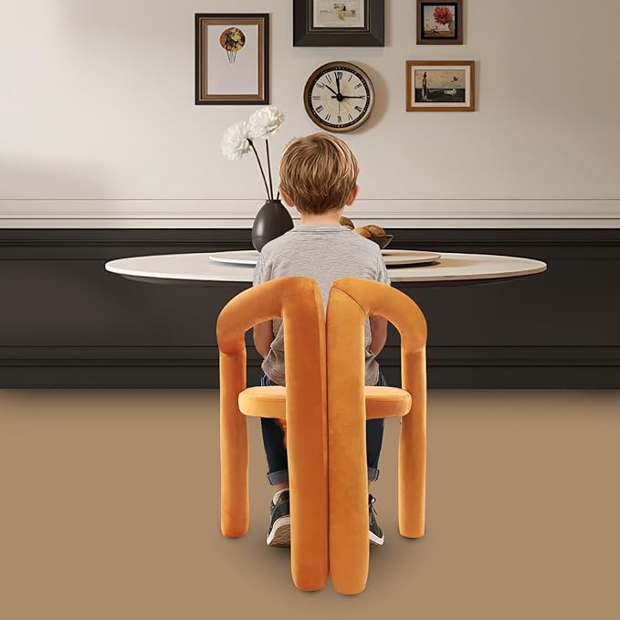 LOYALHEARTDY Orange Vanity Chair Small Accent Chairs Bedroom Chair with Soft Cushion 17.7 Inch Modern Desk Chairs No Wheels Makeup Stool for Dressing Table Salon Dormitory Living Room Orange