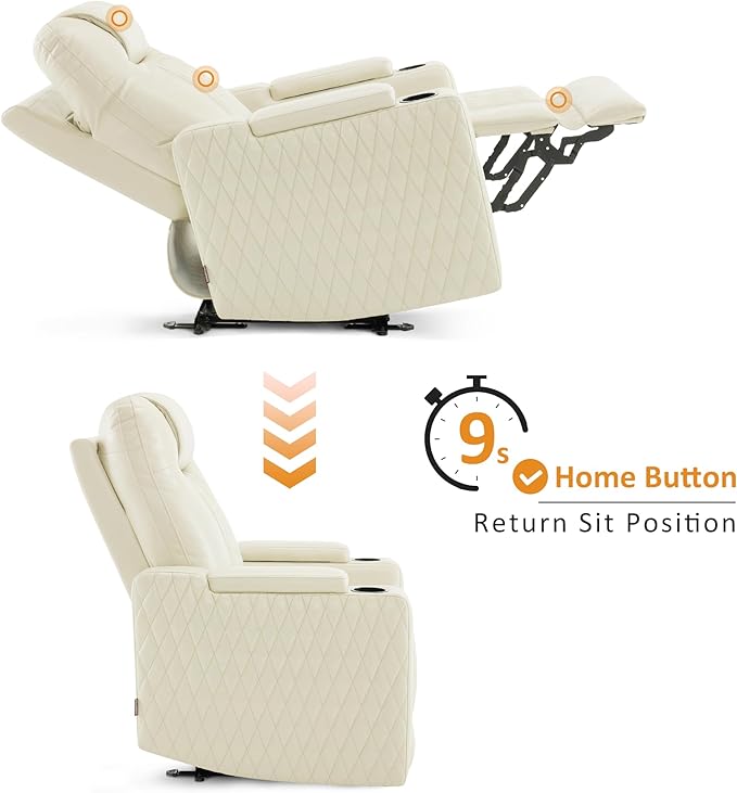 MCombo Zero Gravity Oversized Power Recliner Chair for Adults with Power Headrest &amp LED Light Faux Leather Recliner Chair for Living Room &amp Home Theater USB Port Armrest Storage HTS401