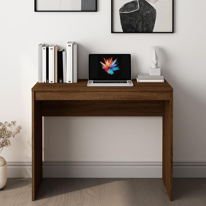 Office Desk Oak Brown 90 x 40 x 72 cm Engineered Wood Desk with Storage Office Storage Corner Desk