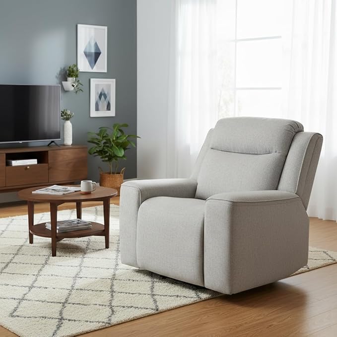AC Pacific Amelia Upholstered Recliner Chair with Plush Comfort Adjustable Inclining Feature Sleek Design for Stylish Relaxation Living Room Furniture for Modern Homes White