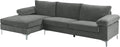 Casa Andrea Milano LLC Modern Large Velvet Fabric Sectional Sofa L-Shape Couch with Extra Wide Chaise Lounge Grey