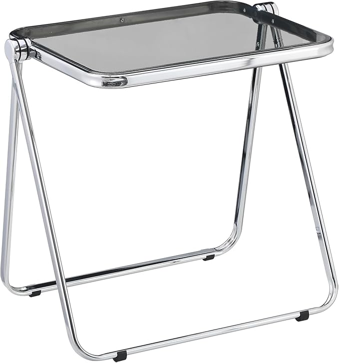 KAIHAOWIN Folding TV Tray Table Acrylic Foldable Table No Assembly Required Tiny Desk for Home Office Side Table Small Computer Desk for Small Spaces (Grey)