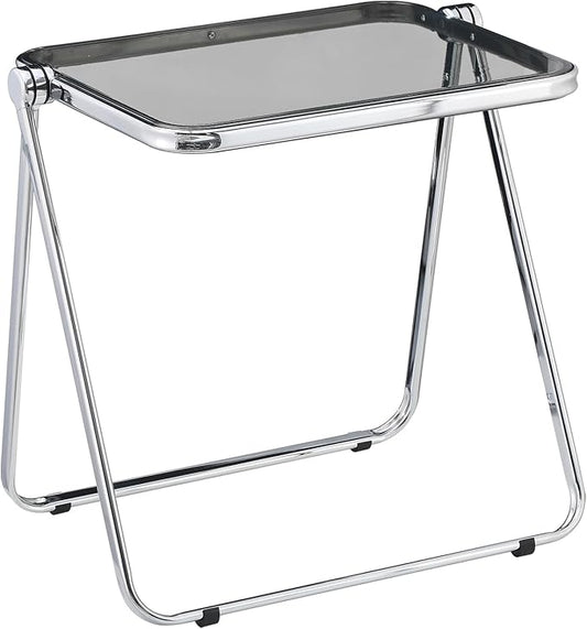 KAIHAOWIN Folding TV Tray Table Acrylic Foldable Table No Assembly Required Tiny Desk for Home Office Side Table Small Computer Desk for Small Spaces (Grey)