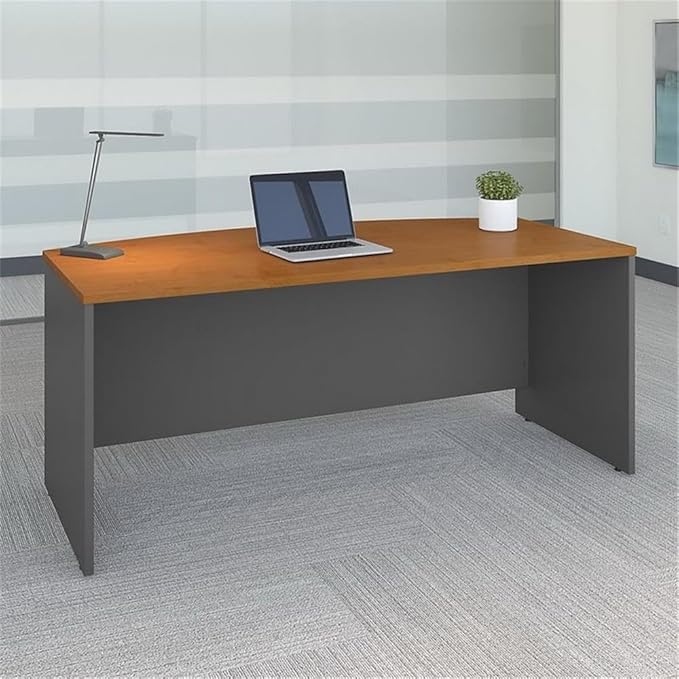 Bush Business Furniture Series C 72W x 36D Bow Front Desk in Natural Cherry