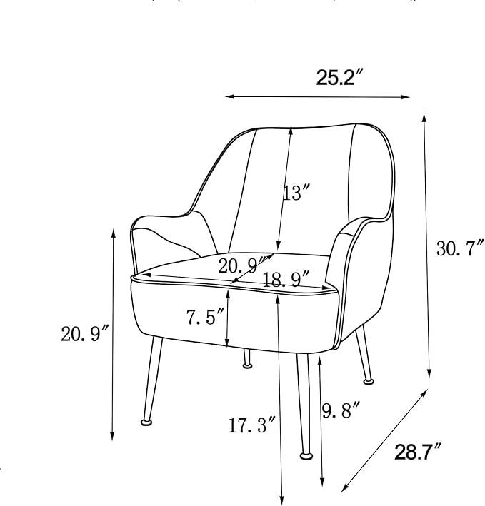 Nicbex Modern Mid Century Sherpa Accent Chair for Living Room Velvet Comfy Armchair with Metal LegsLiving Room ChiarOrange
