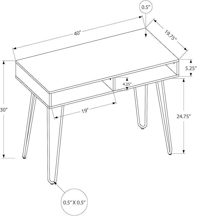 Computer Desk Home Office Laptop Left Right Set up Storage Drawers 40 l Work Black Laminate Black Metal Contemporary Modern SM277