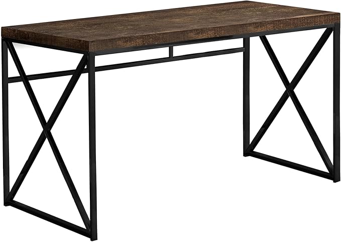 Computer Desk Home Office Laptop Work Brown Laminate Black Metal Contemporary Modern