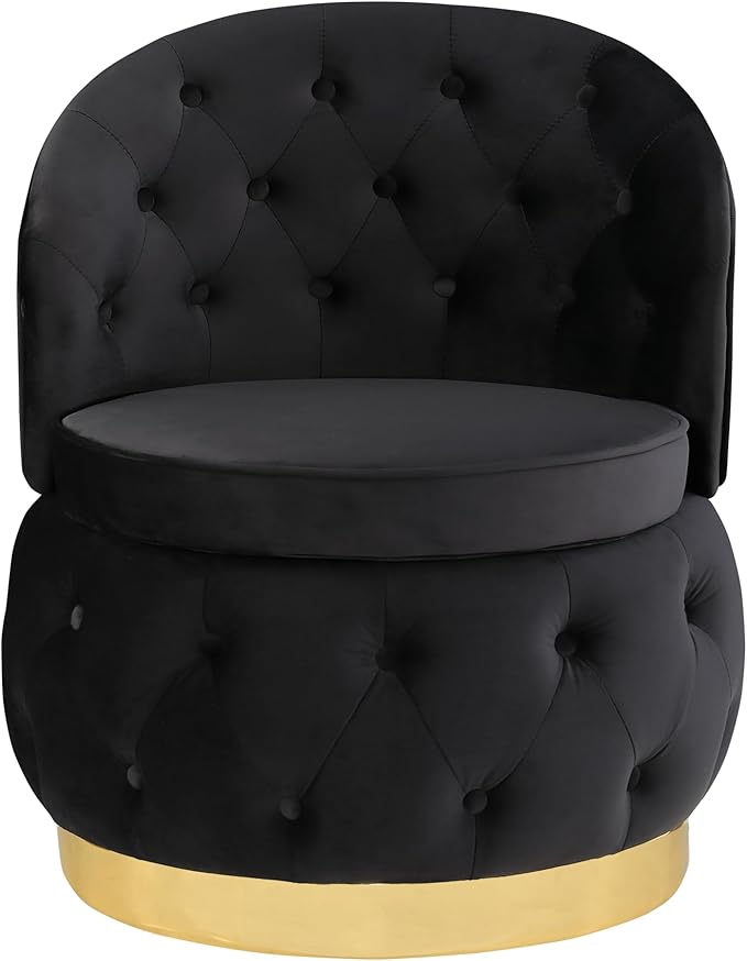 Accent Chair Barrel Chair with Storage Function Round Armchair Small Accent Chair Comfy Tufted Button Cushion for Living Room Bedroom Office