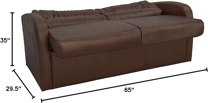 RecPro Charles 65 Jack Knife RV Sleeper Sofa with Arms | RV Furniture | Zero Wall Hugger (Mahogany)