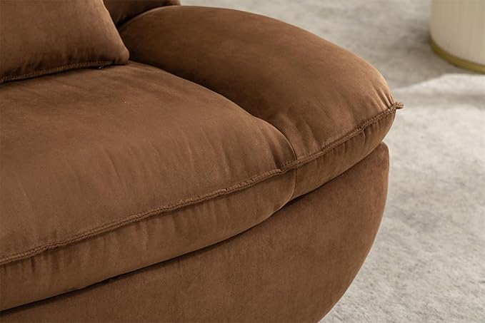 Linique Power Recliner Sofa Chair 270 Degree Swivel Leisure Single Sofa with Button Control Wireless Speaker USB Ports Hidden Arm Storage Phone Holder for Living Room Brown Fabric (Without LED)