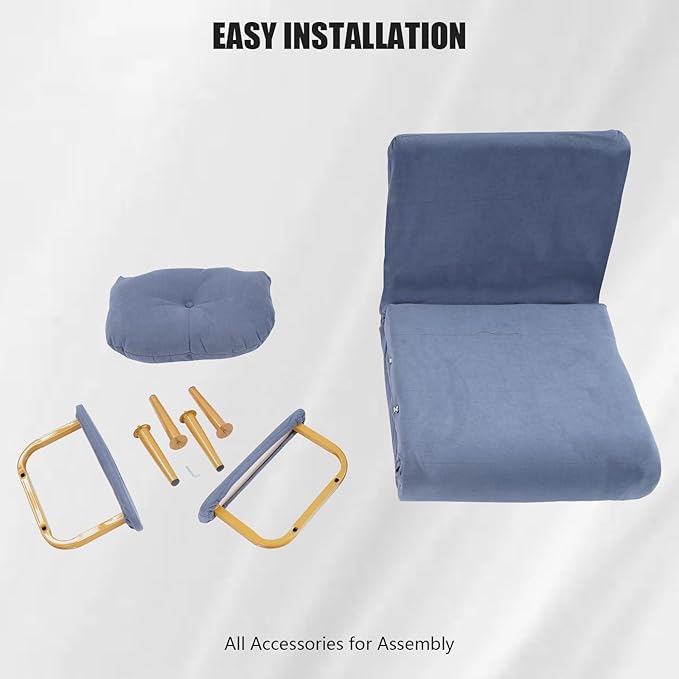 Convertible Sleeper Sofa Bed 3 in 1 Multi-Functional Sofa Chair Bed with 5 Position Adjustable Backrest Folding Sofa Bed Floor Single Chairs Fold Out Chair Beds for Living Room (Grey)