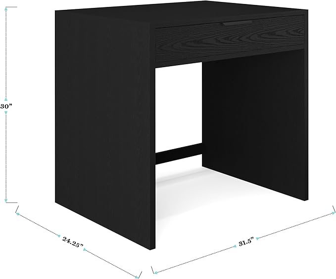 Martha Stewart Kayden Home Office Modular Desk with Drawer in Black with Oil Rubbed Bronze Hardware