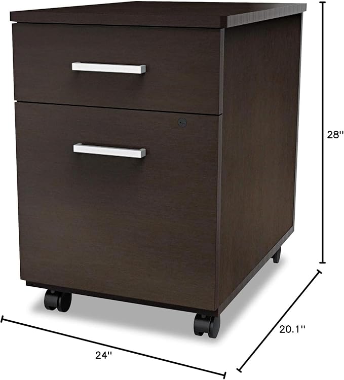 Linea Italia TR752MOC Trento Line Mobile Pedestal File 16.5w x 19.75d x 23.63h Box/File Drawer Mocha