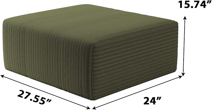 27 Sofa Ottoman Corduroy Upholstered Deep Seat Comfy Cloud Couch with Movable Ottoman DIY Combination No Assembly Required Green