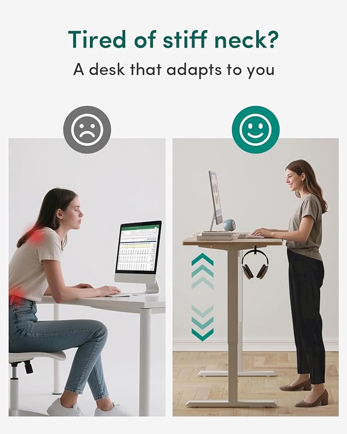 CubiCubi 63 x 28 Large Standing Desk Height Adjustable Electric Computer Desk 28 Deep Desktop Sit Stand up Home Office Workstations with 4 Preset Heights Maple