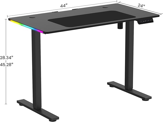 GTPLAYER RGB Electric Standing Desk Height Adjustable Gaming Desk - Computer Desk with Mouse Pad Home Office Desk