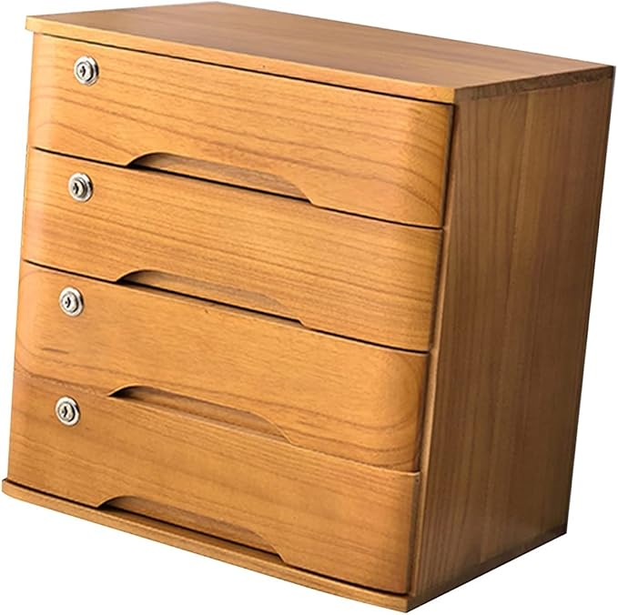 Desktop Storage Box With Drawers - Flat File Cabinet Storage Box Desktop Drawer Cabinet With Lock Wooden File Cabinet/Desktop Storage Cabinet/Data Cabinet Desktop File Cabinet Organizers(B4 drawer