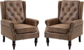 Mid-Century High Wingback Chair Set of 2Microsuede Accent Chair Armchair with ButtonsModern Living Room Chairs with Rivet DecorationLeisure Single Sofa Chair for BedroomHome Reception (Coffee)