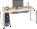 83 in-Lenght Height Adjustable Standing Desk Rolling Laptop Computer Desk with Wheels Storage Cabinets Mobile Computer Table Bed Desk Rising Table Writing Work Station for Home Office Study