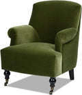Jennifer Taylor Home Eloise Farmhouse Coastal Pleated Sock Living Room Accent Arm Chair Olive Green Performance Velvet