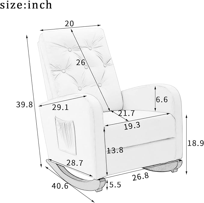 Recliner Chair for Living Room Home Theater SeatingJapanese Chair Lazy Sofa with 300lbs Capacity High Back Support Side Pockets（Beige