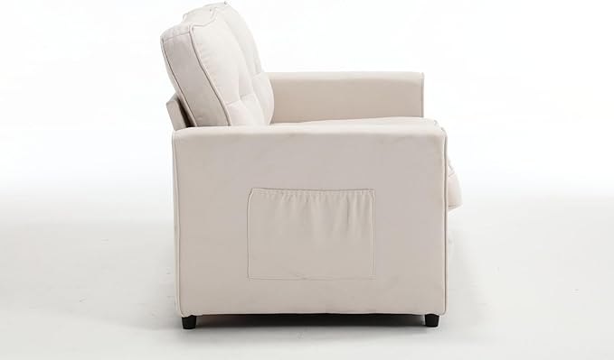 ERYE 55-Inch Loveseat Sofa with Pull Out Sleeper Couch Bed 3-in-1 Convertible Sleeper Sofabed W/Side Storage Pockets Modern 3 Fold Tufted Upholstered Pull Out Sofa Bed for Living Room Bedroom