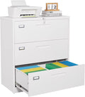 SISESOL 3 Drawer Lateral File Cabinet with LockWhite Lateral Filing CabinetHorizontal Metal Filing CabinetLocked Wide Three Drawer File Cabinet for Office HomeFit A4/F4/Letter/Legal File