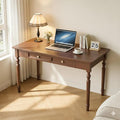 Solid Wood Desk with DrawersSmall Computer Desk for Small SpacesGaming Study Home Office Desks for WorkStudent PC Desk for BedroomEscritorios para Cuartos (Walnut 39.4'' x 23.6'' x 29.5'')