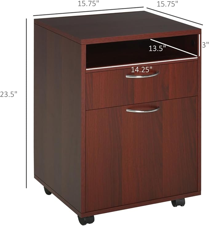 Hassyee Home or Office Mobile File Storage Cabinet Organizer with Shelf Large Drawer and Doorample Space for Paper Reams Ink Cartridge Books Folders and Other Office Suppliers (Brown)